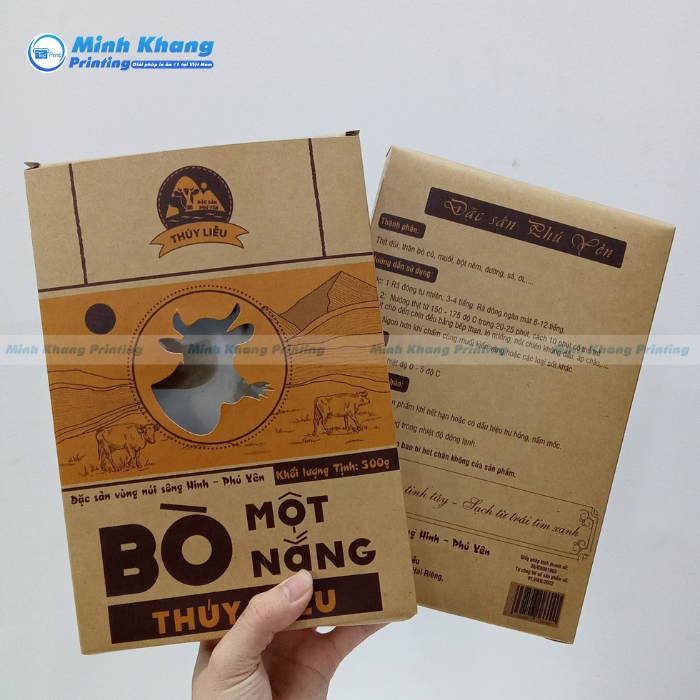 Mẫu hộp giấy kraft đựng thực phẩm bò một nắng