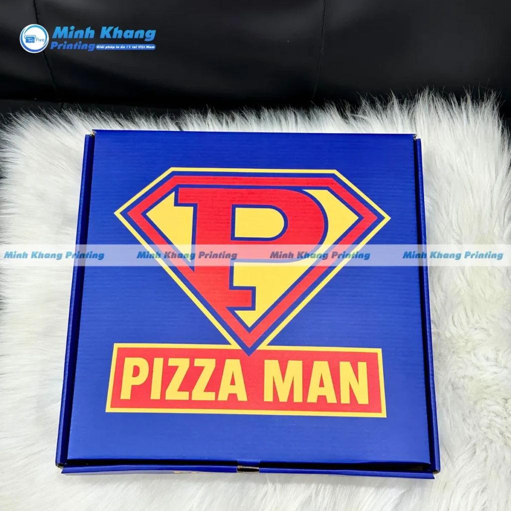 Mẫu hộp giấy đựng pizza kích thước 18cmx18cmx4cm