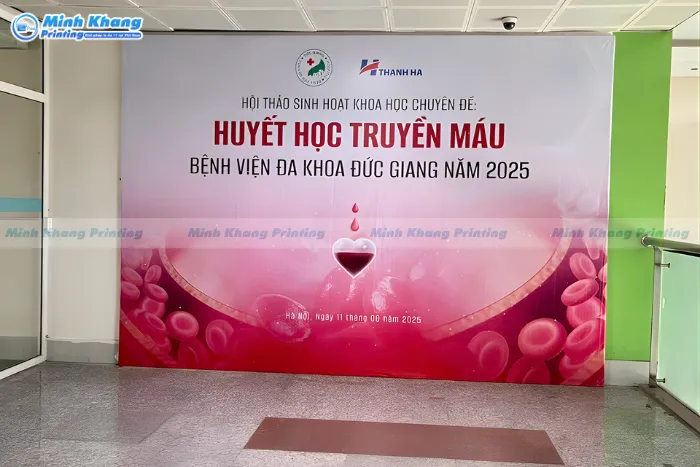 Mẫu backdrop hội thảo sinh họt khoa học chuyên đề huyết học truyền máu
