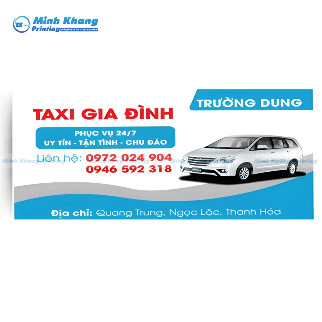 Mẫu card vist taxi gia đình Trường Dũng in chất liệu giấy couche