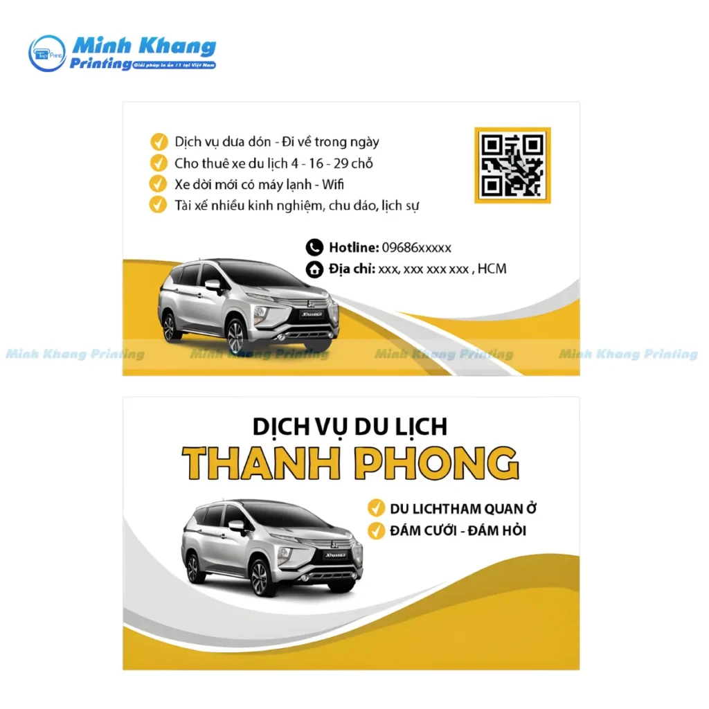 Mẫu danh thiếp dịch vụ cho thuê xe du lịch 4 - 19 - 29 chỗ