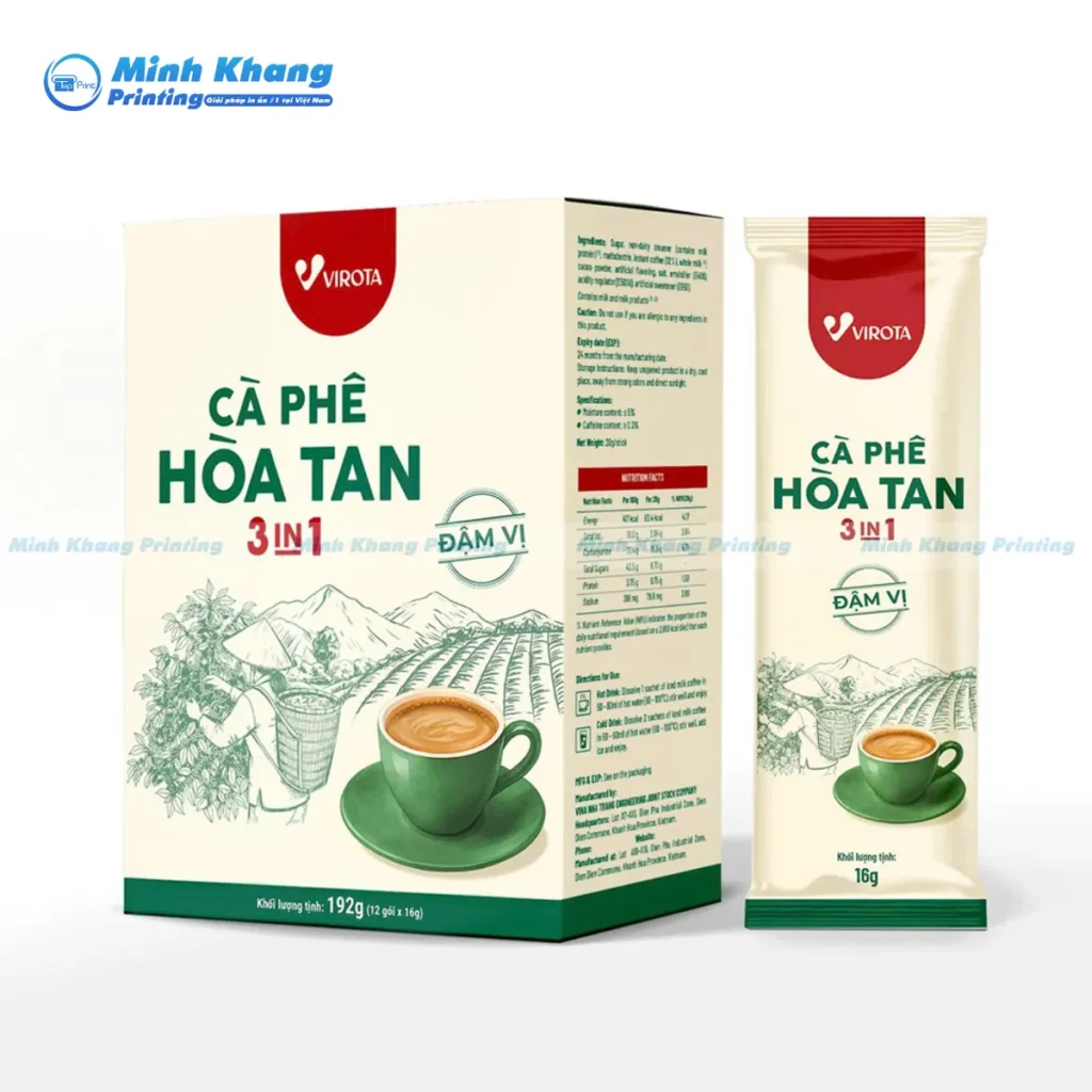 Mẫu thiết kế hộp cà phê cao cấp sử dụng giấy Ivory tạo nên bề mặt trắng mịn và sang trọng