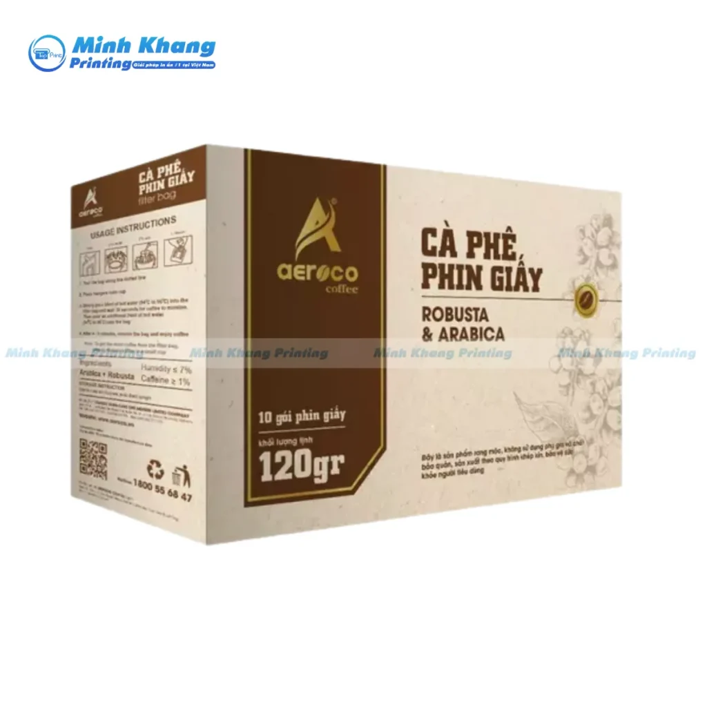 Mẫu hộp cà phê giấy Kraft phin giấy ROBUSTA & ARBICA