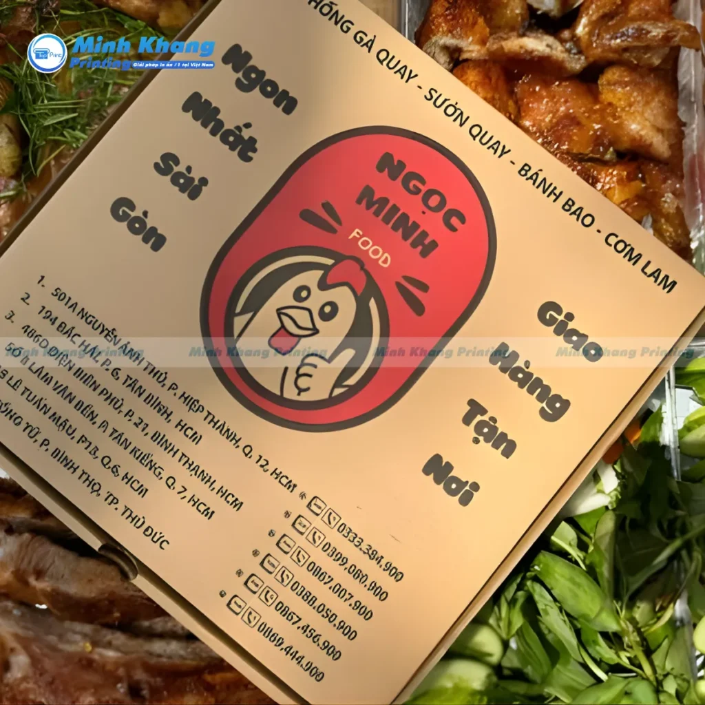 Mẫu hộp giấy đựng gà nướng bằng giấy Kraft nâu có thiết kế lỗ thông khí đối lưu hai bên hông