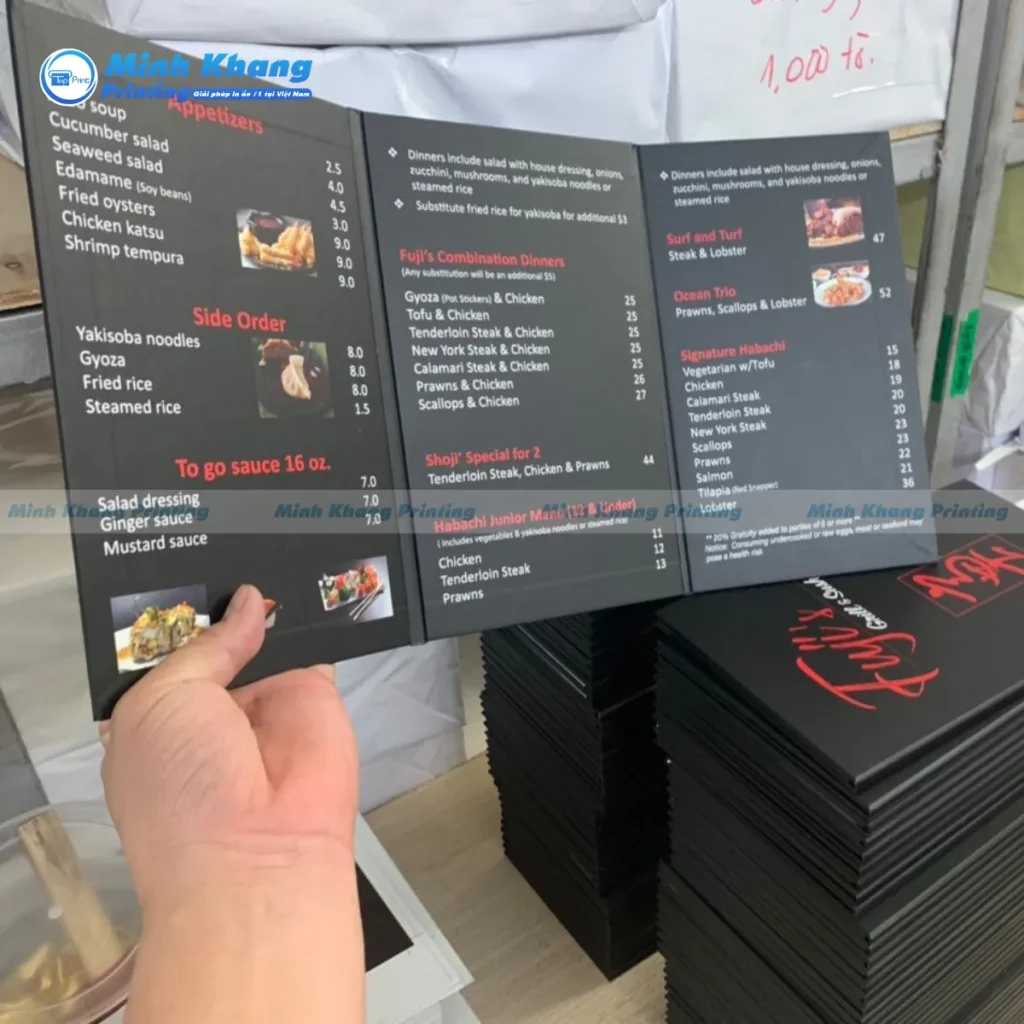 Các Quy Cách In Menu Bồi Formex Phổ Biến