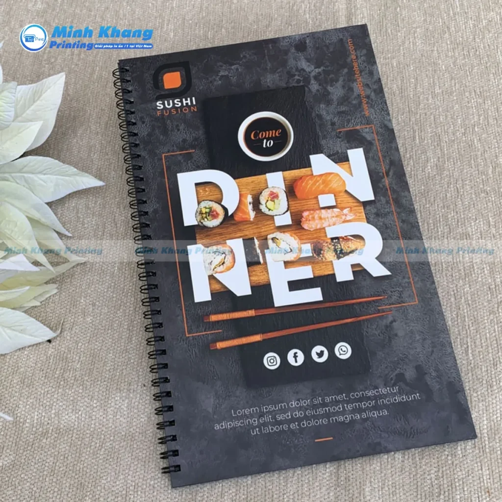 Mẫu menu bồi formex đóng lò xo