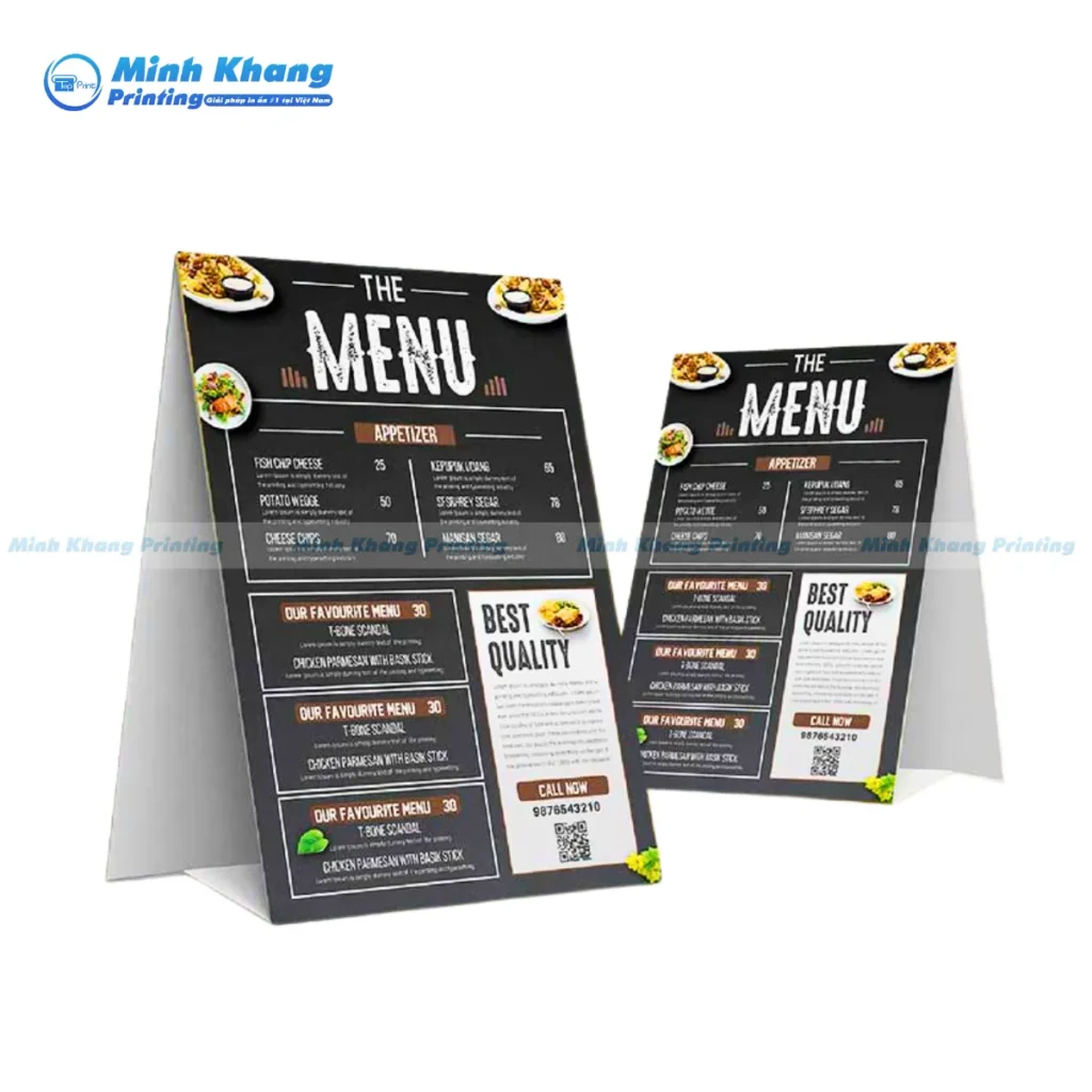 Mẫu menu bồi formex kích thước a4 chống thấm quán ăn nhanh