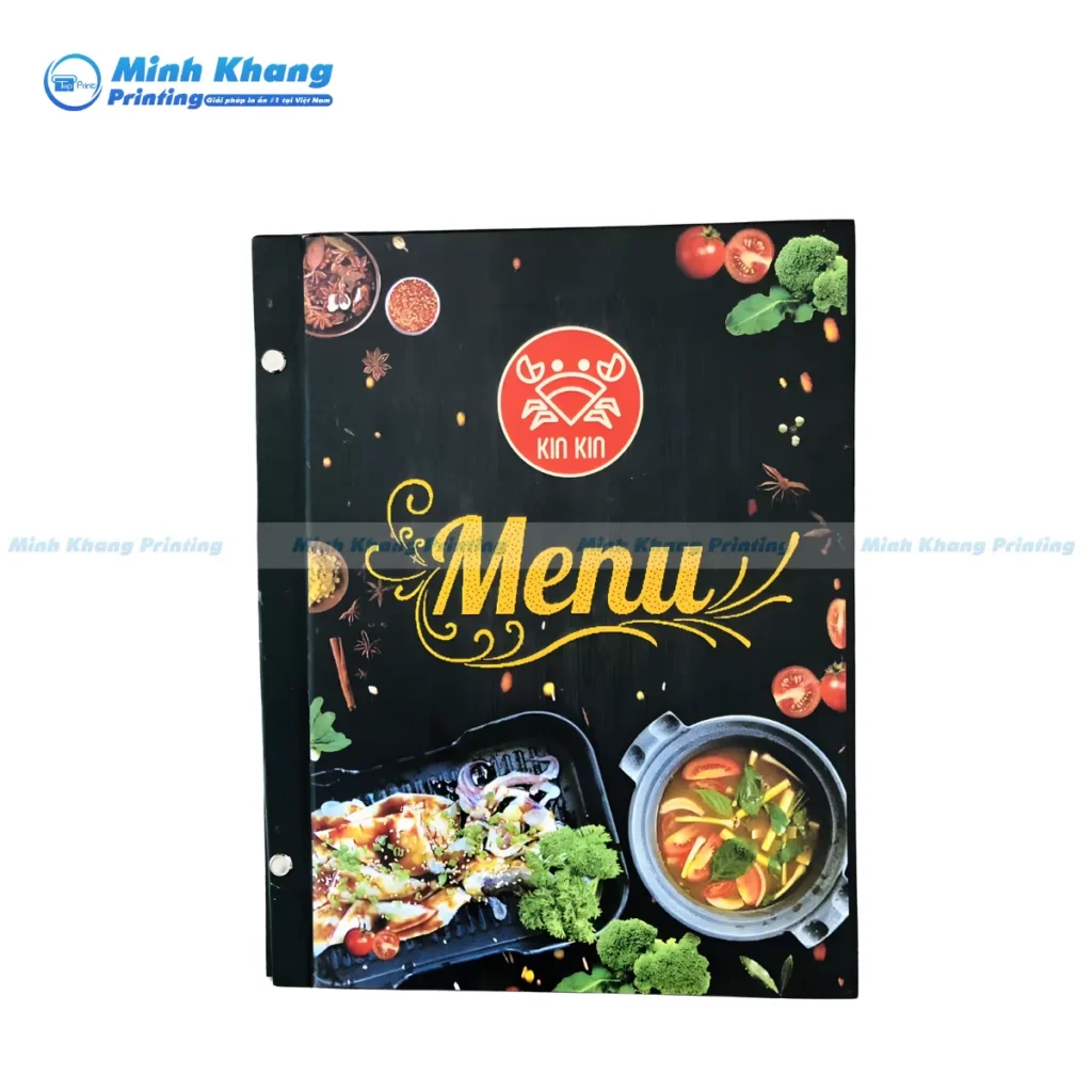 Mẫu thực đơn chống rách được cán màng bóng giúp nổi bật màu sắc món ăn