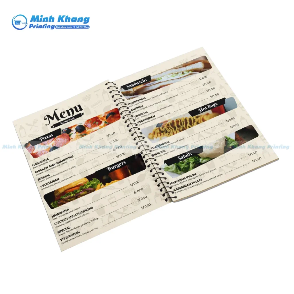 Mẫu thực đơn chống thấm nước này là sự lựa chọn hoàn hảo cho môi trường ẩm ướt