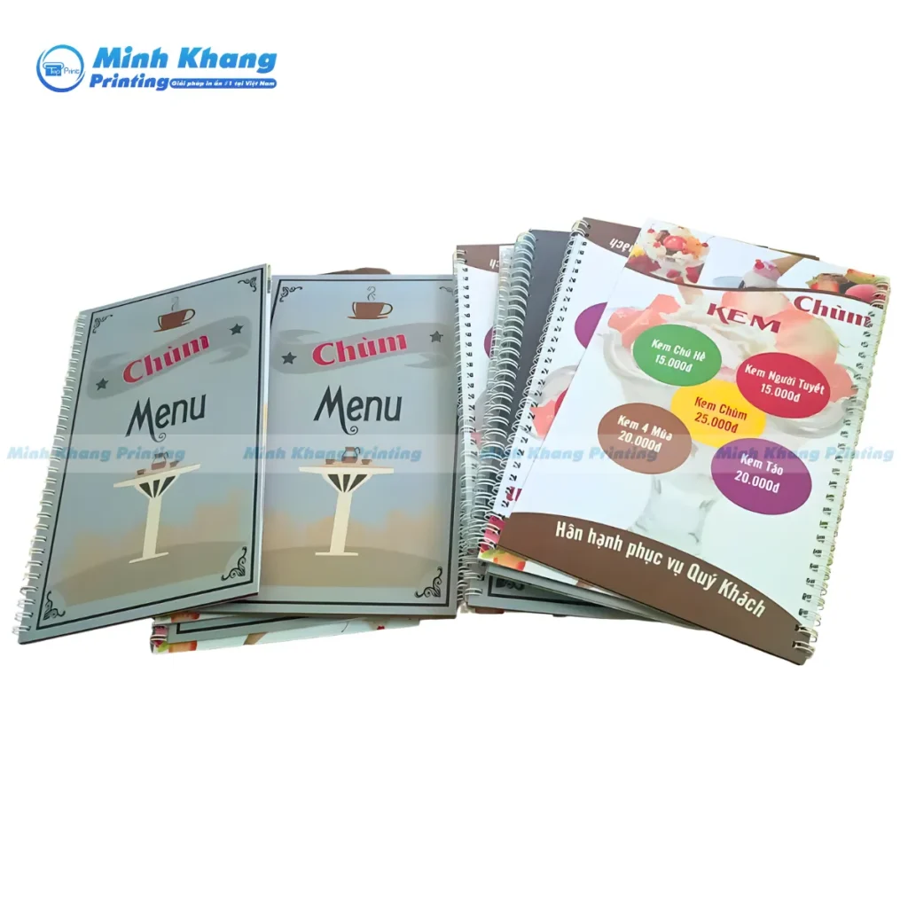Mẫu quyển thực đơn PVC quán kem rất khó bị rách hoặc biến dạng