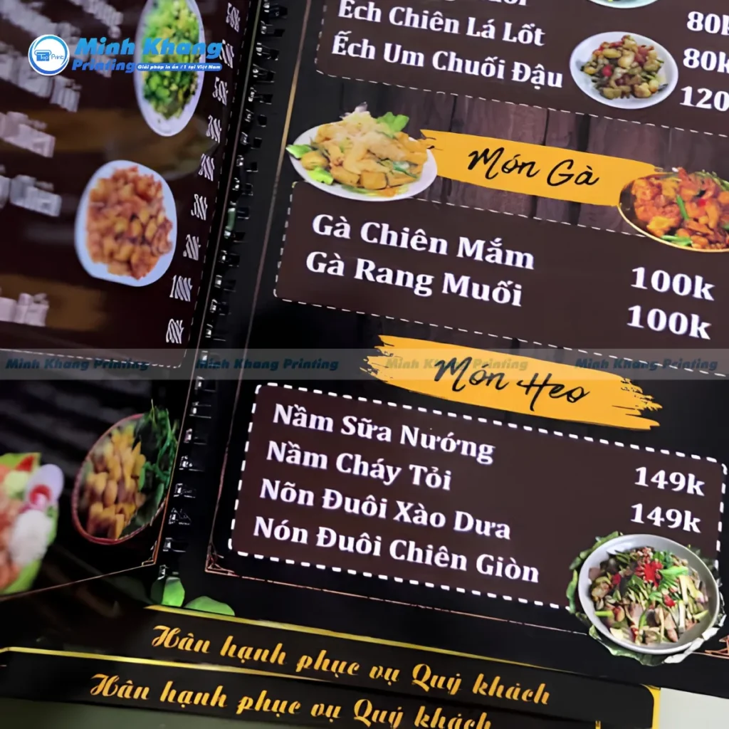 Mẫu menu các món nhậu bình dân
