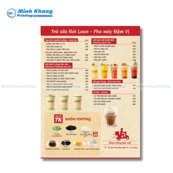 Quy Cách In Menu Quán Trà Sữa Chuyên Nghiệp & Chất Lượng