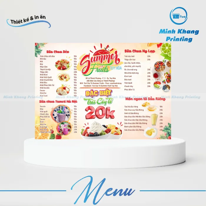 mẫu menu quán trà sữa