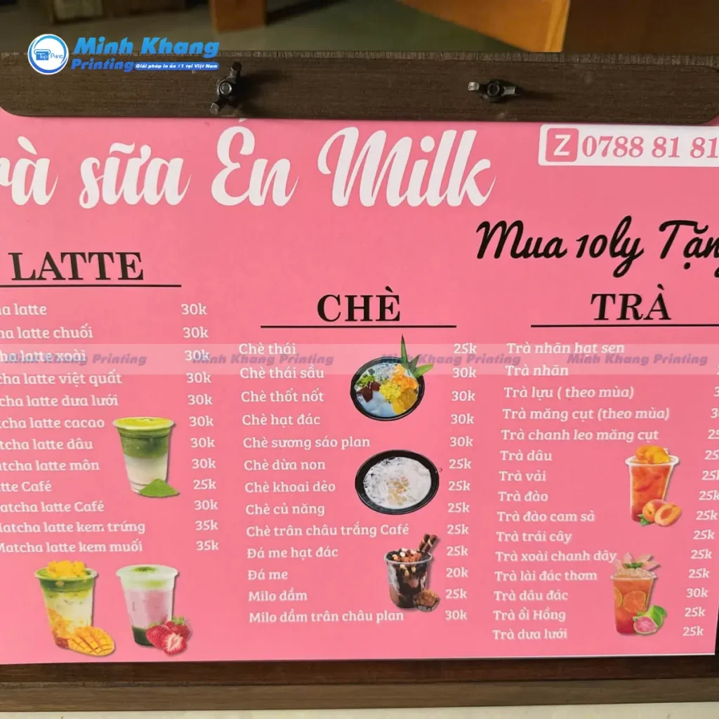 Mẫu menu quán trà sữa đẹp cho quán nhỏ