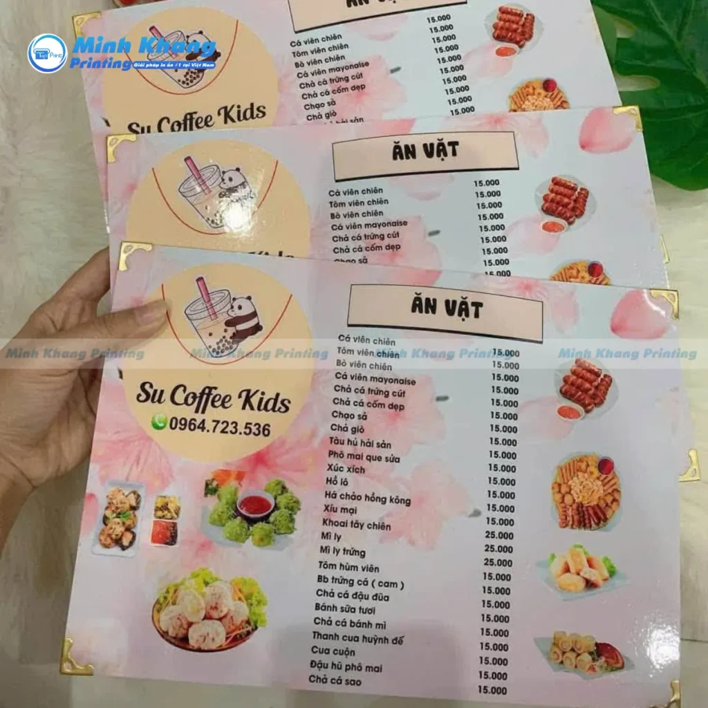 Mẫu menu quán trà sữa & ăn vặt 