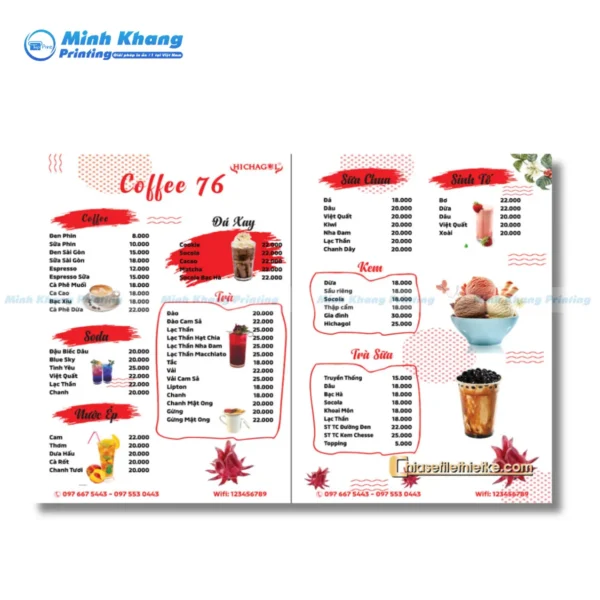 Mẫu menu quán trà sữa đẹp cho quán nhỏ