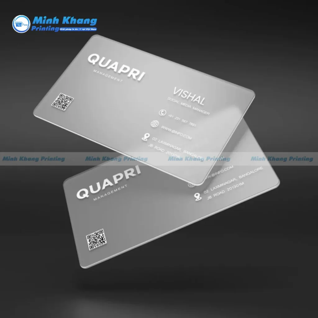 Mẫu name card nhựa cứng trong suốt bo góc tròn tinh tế