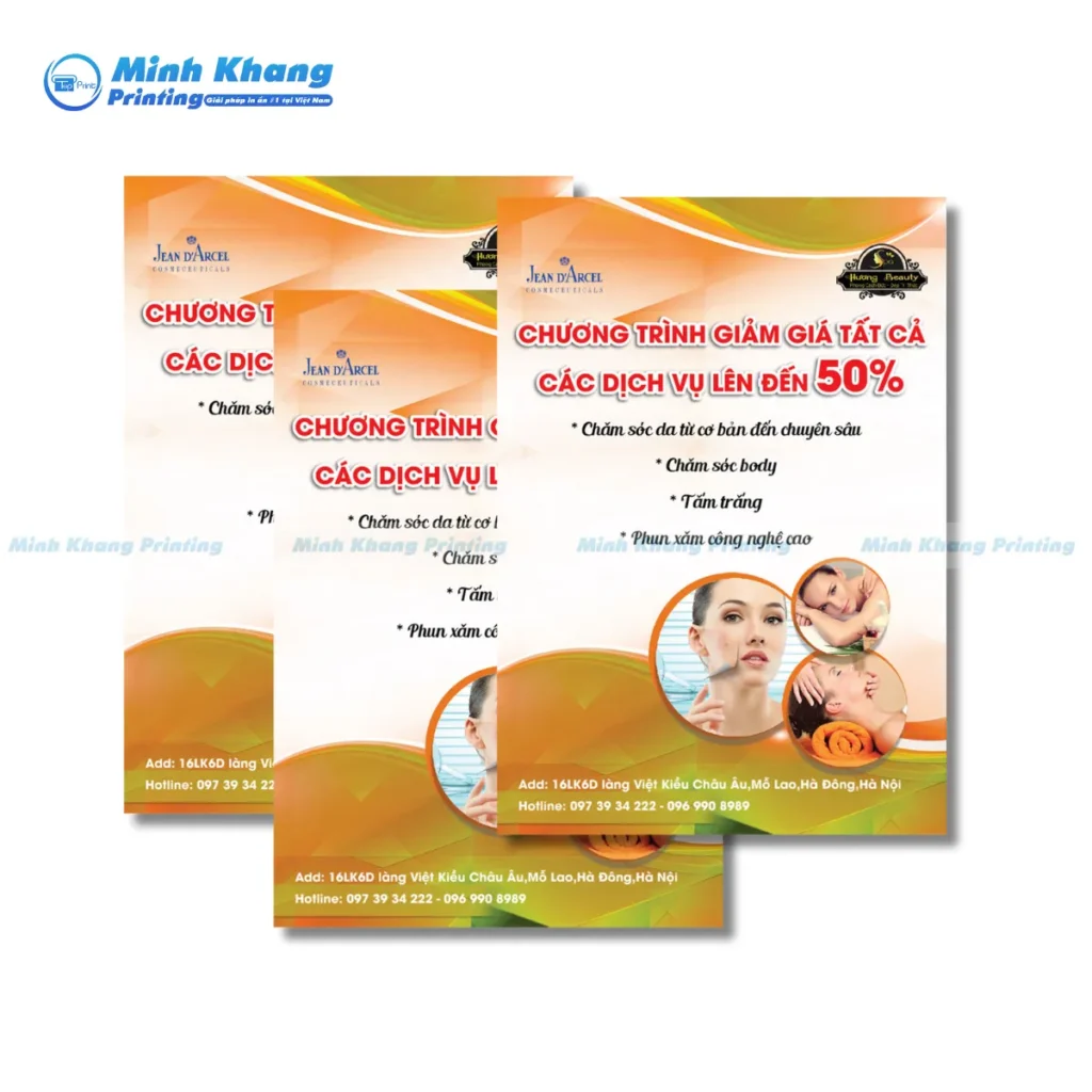 Mẫu thiết kế tờ rơi spa khai trương đầy ấn tượng với các chương trình giảm giá sâu lên đến 50%