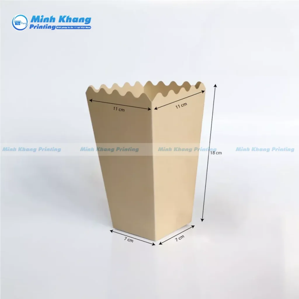 Mẫu túi giấy đựng bỏng ngô Kraft nâu thể hiện sự thân thiện môi trường và phong cách tối giản đang thịnh hành