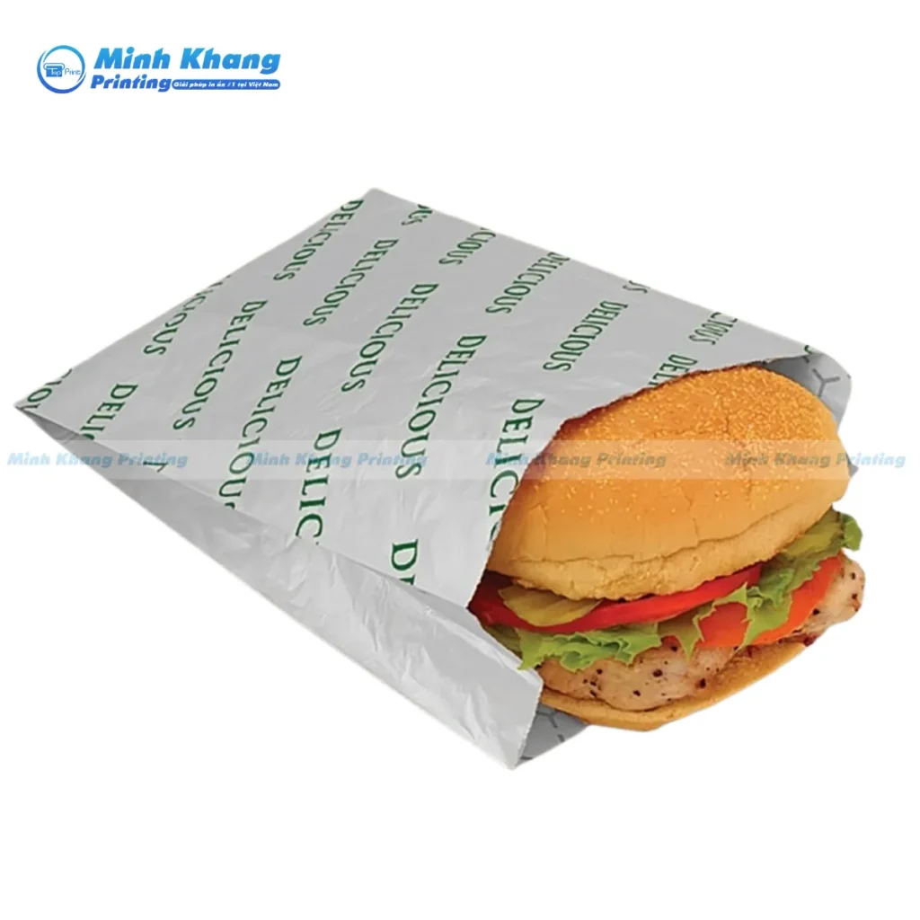 Mẫu túi giấy đựng hamburger in logo một màu, tối ưu giá rẻ