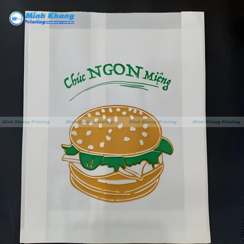 Mẫu túi giấy đựng bánh hamburger in logo theo yêu cầu, tăng nhận diện thương hiệu