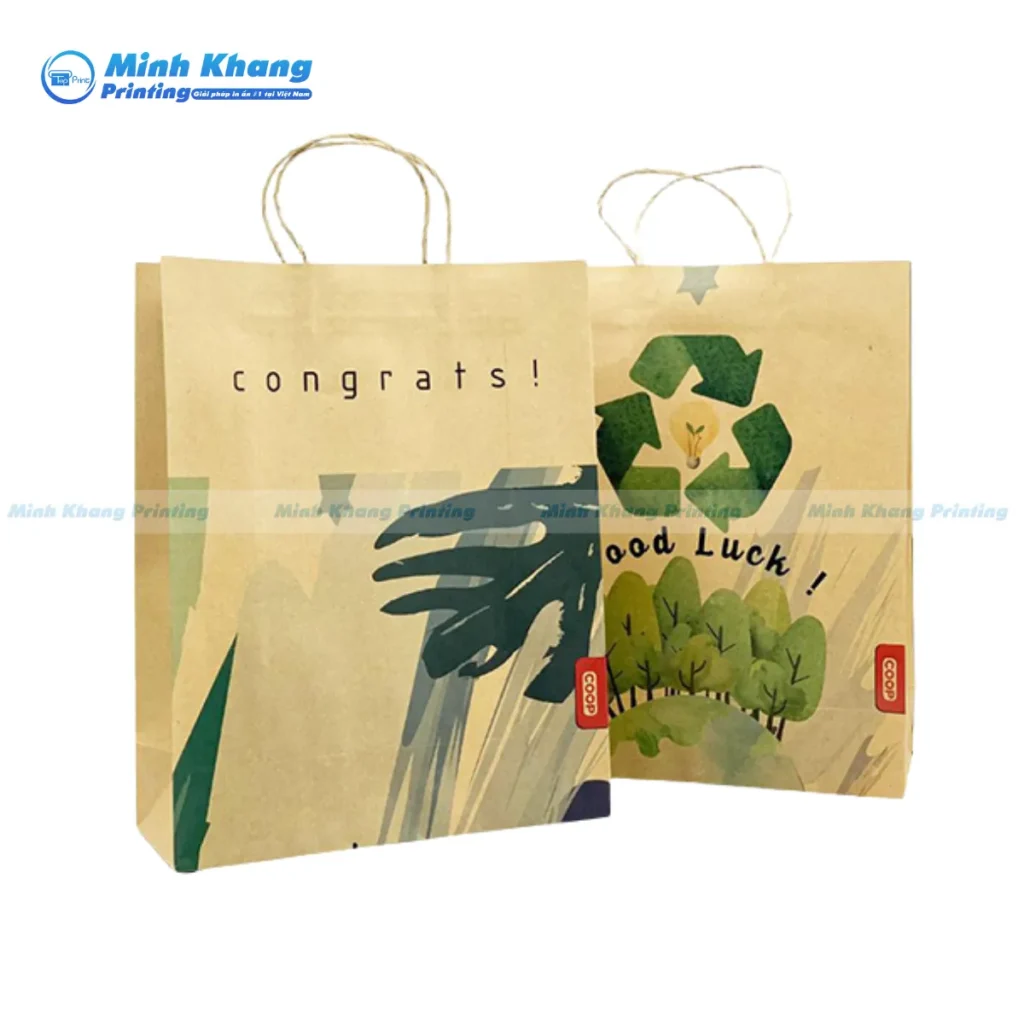 Mẫu túi giấy đựng rau được dùng để đóng gói các loại rau gia vị (như rau thơm, nấm) với khối lượng 500g