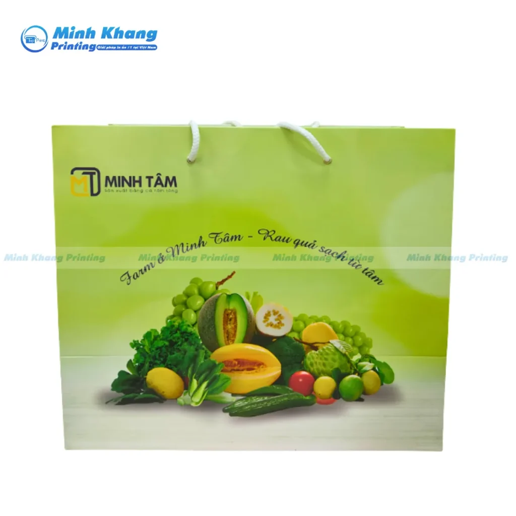 Mẫu túi giấy cao cấp với quai xách chắc chắn, lý tưởng cho các set quà tặng nông sản