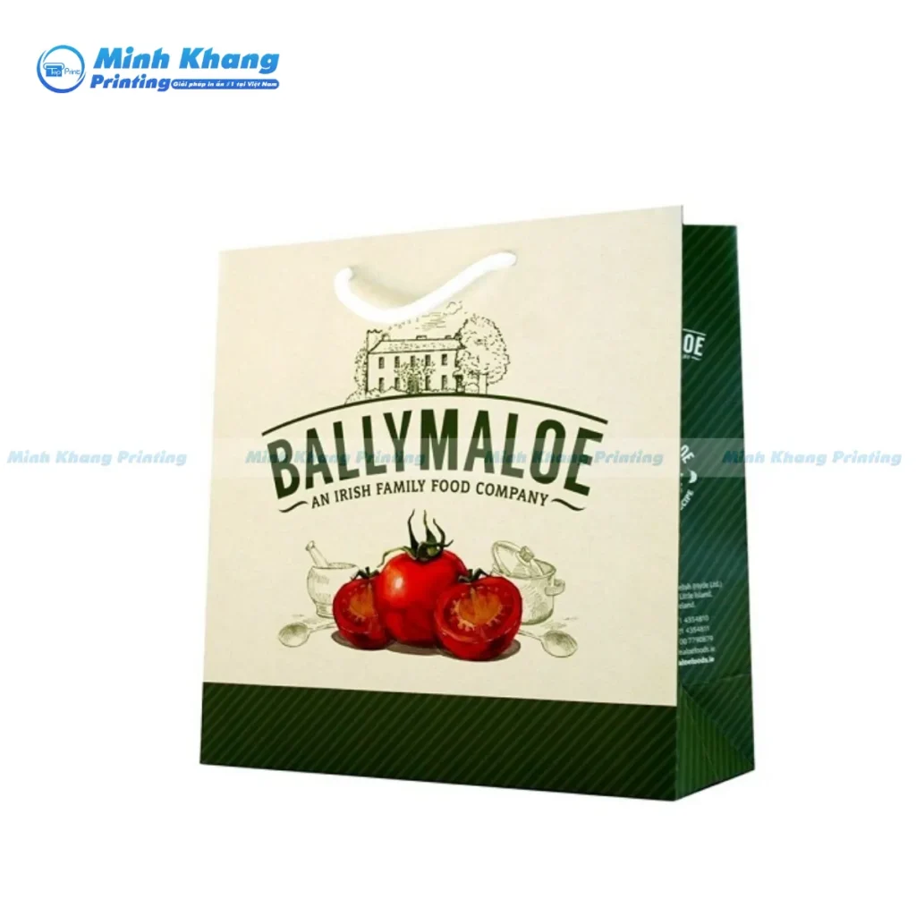 Mẫu túi giấy đựng rau củ in logo thương hiệu sắc nét