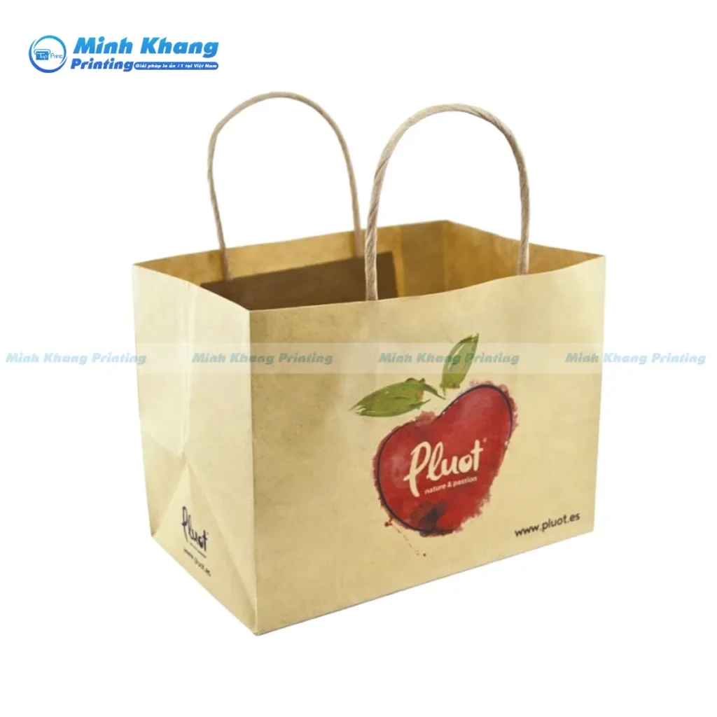 Mẫu túi giấy với kích thước 20x8x30cm, phù hợp đựng khoảng 1kg rau ăn lá thông dụng