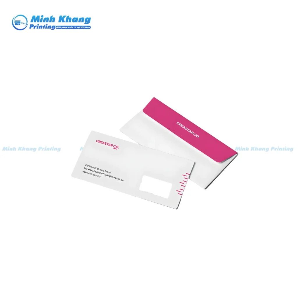 Mẫu bao thư cửa sổ cao cấp, kích thước A5, in logo và Slogan ấn tượng