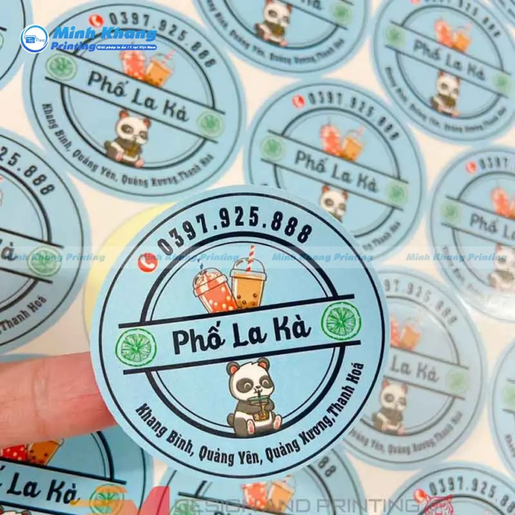 Mẫu tem nhãn Phố La Kà tông màu chủ đạo của thương hiệu để đồng bộ hóa