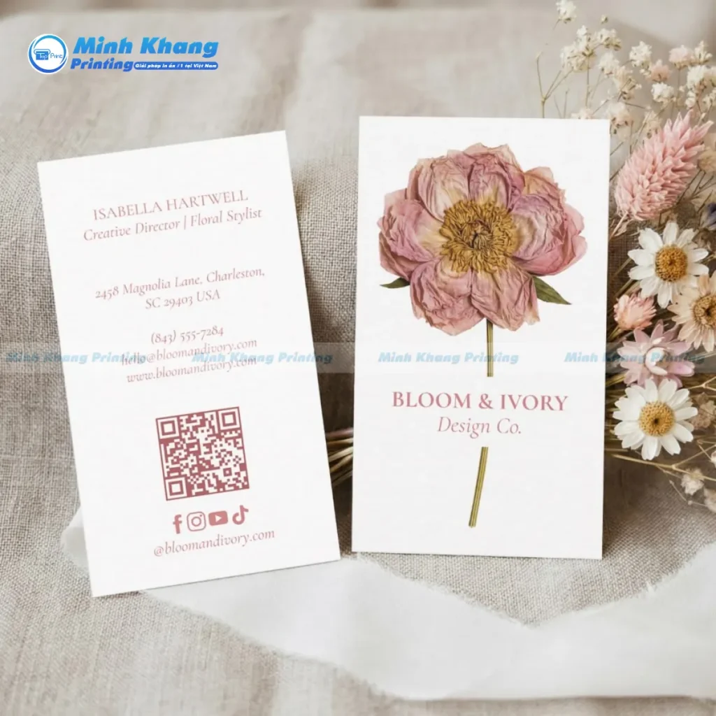 Mẫu card visit dùng làm tag treo hoa giúp tăng độ nhận diện thương hiệu