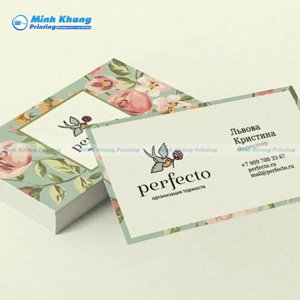 Mẫu card visit shop hoa cán màng mờ giúp bảo vệ bề mặt