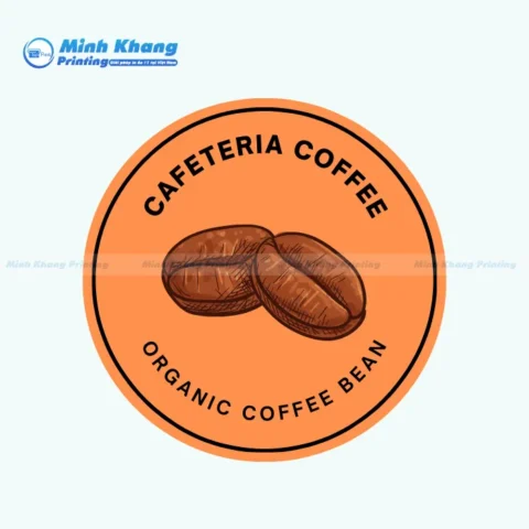 Mẫu Tem Nhãn Hình Tròn Cafeteria Coffee - Organic Coffee Bean