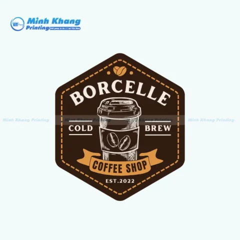 Mẫu Tem Cà Phê Hình Lục Giác Đẹp & Vintage 