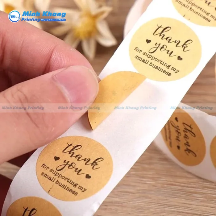 Mẫu decal giấy kraft thank you niêm phong sản phẩm