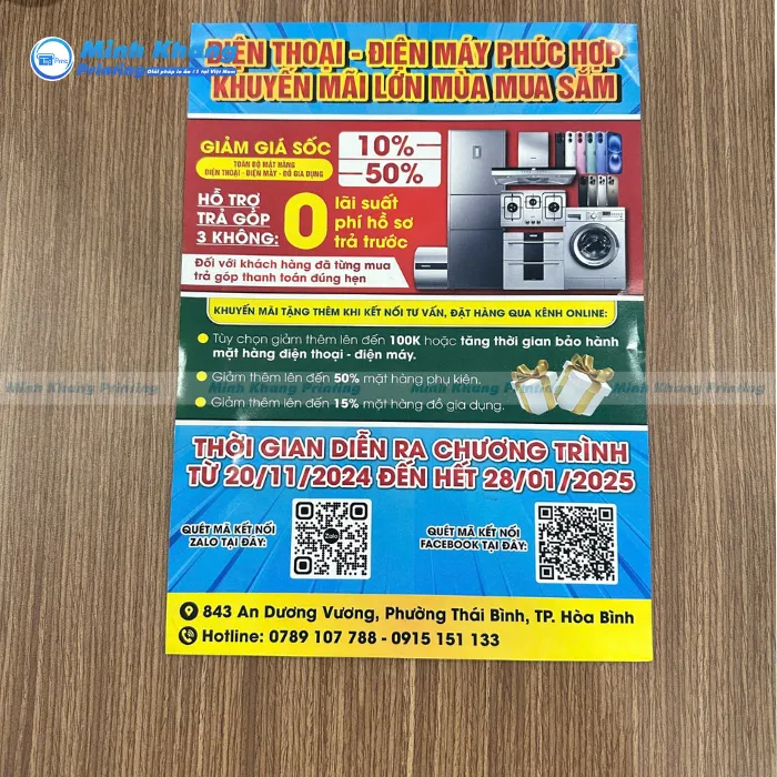 Mẫu tờ rơi quảng cáo chương trình khuyến mãi điện thoại - điện máy 