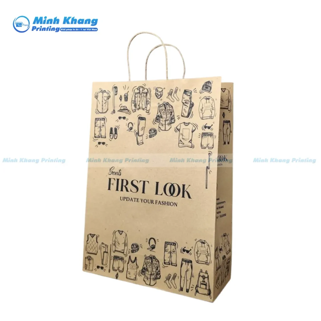 Mẫu túi giấy kraft quần áo được thiết kế để dễ dàng gấp gọn và lưu kho.