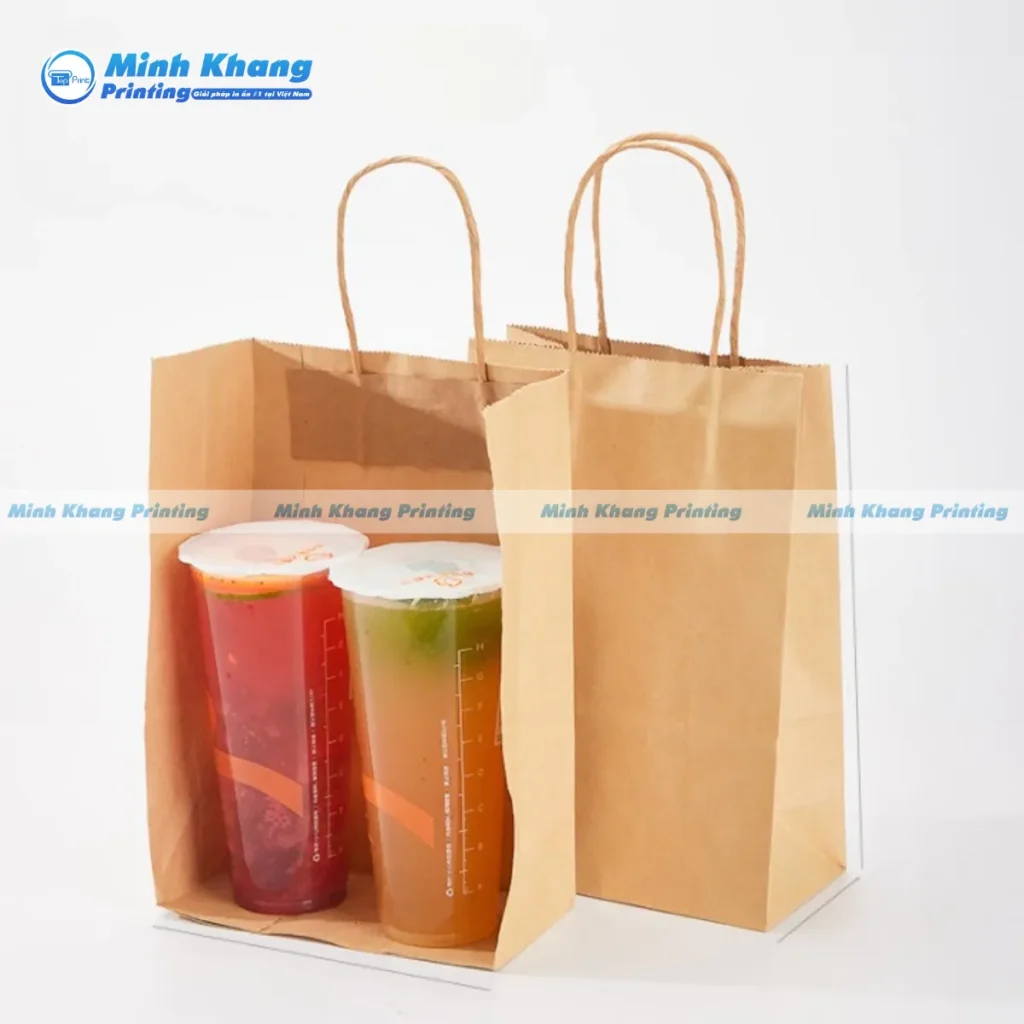 Mẫu túi giấy đựng trà sữa lớn, đựng 2 ly trà