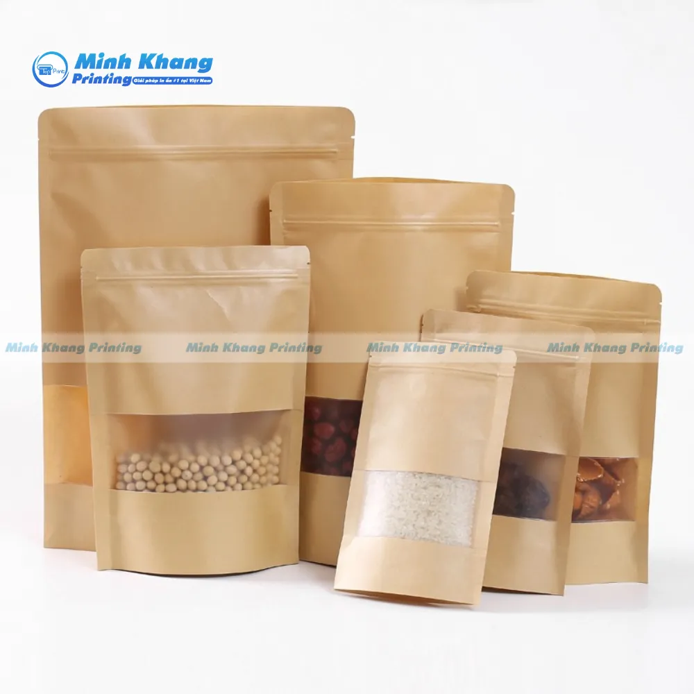 Mẫu Túi Zip Giấy Kraft Có Cửa Sổ Trong Suốt