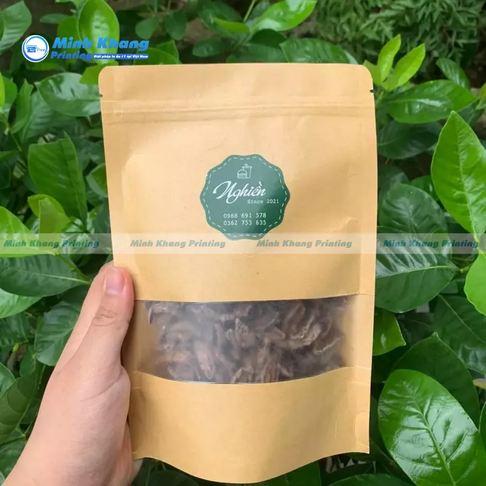 Mẫu Túi Zip In Thương Hiệu Giấy Kraft Có Cửa Sổ 
