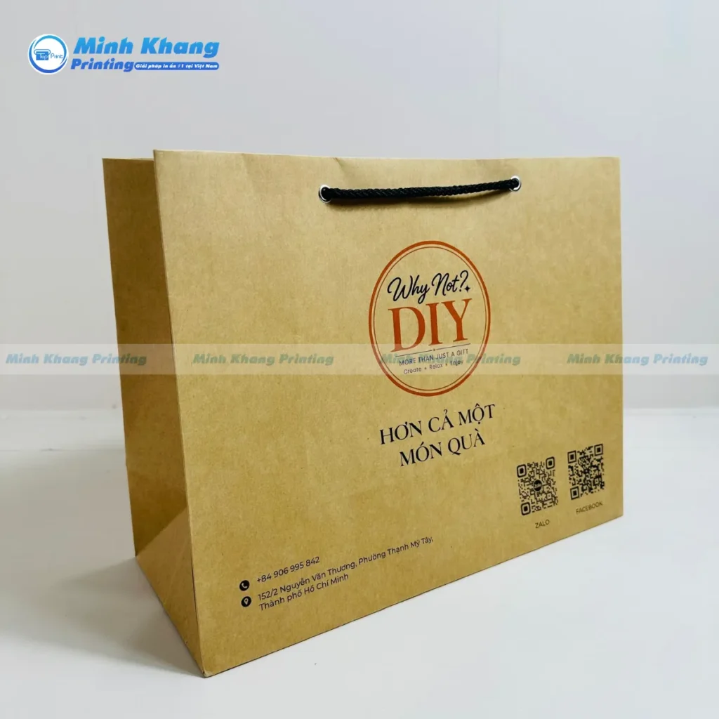 Mẫu túi giấy kraft có quai cầm kích thước lớn đựng đồ handmade, workshop