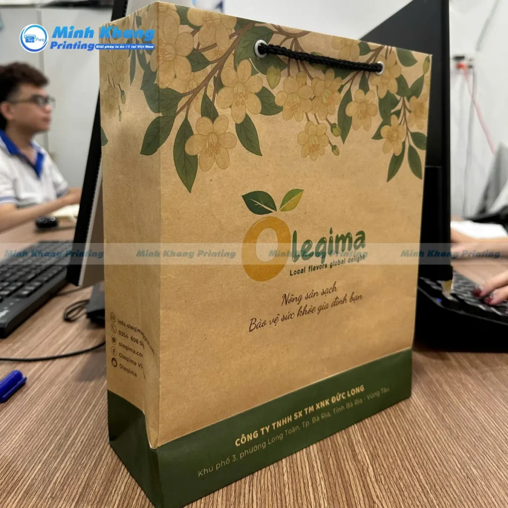 Mẫu túi giấy kraft có quai đựng nông sản