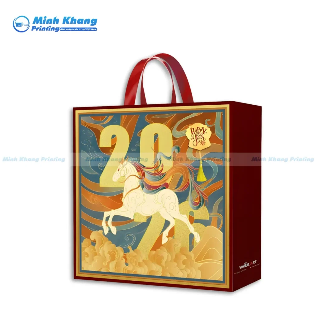 Mẫu túi giấy đựng quà tết 2026 năm bính ngọ sang trọng & đẹp