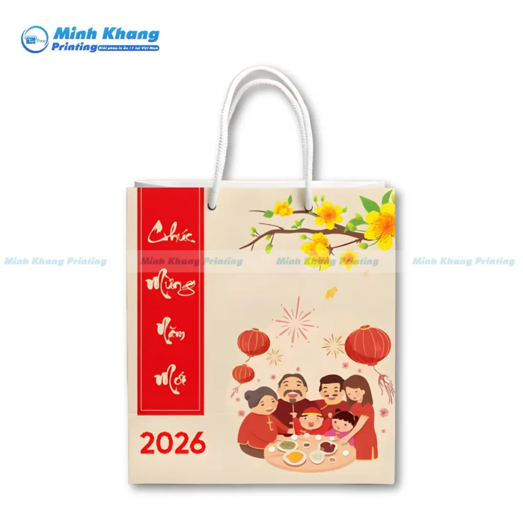 Mẫu túi giấy chúc mừng năm mới 2026 lý tưởng cho quà biếu organic