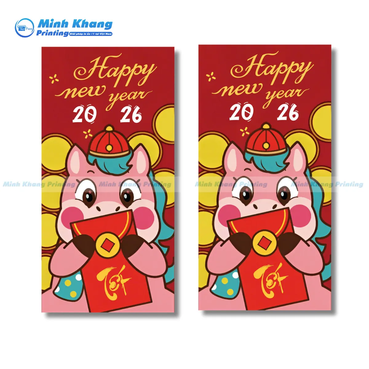 Mẫu bao lì xì tết 2026 với linh vật con ngựa vô cùng dễ thương