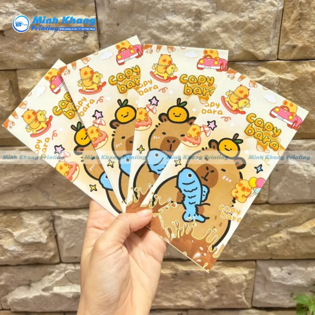 Mẫu bao lì xì capybara dễ thương in bằng chất liệu giấy couches
