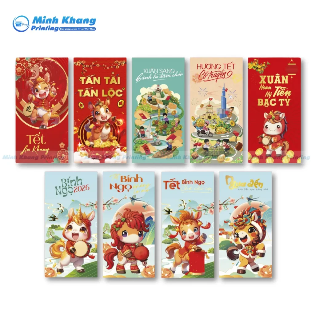 Mẫu bao lì xì kèm các câu chúc năm mới an khang thịnh vượng tài lộc may mắn