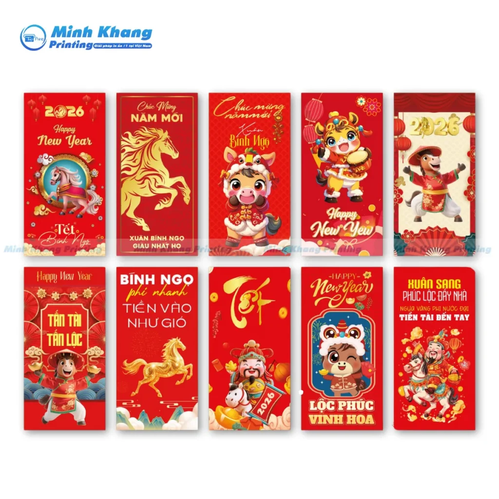 Mẫu bao lì xì độc đáo năm 2026 màu đỏ 