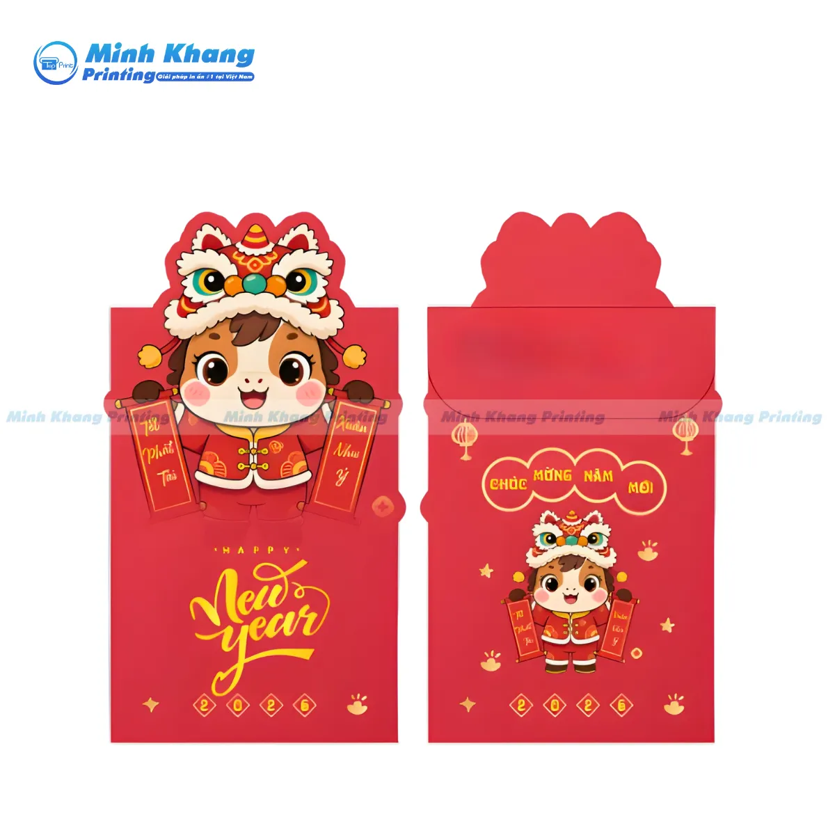 Mẫu phong bao lì xì Tết 2026 thiết kế hình con ngựa Bính Ngọ mang ý nghĩa mã đáo thành công, thu hút tài lộc